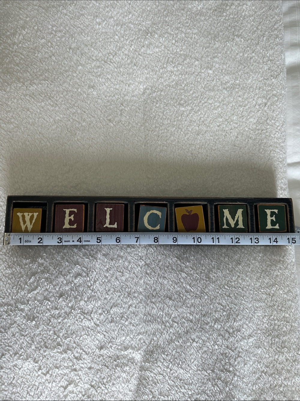 WELCOME Block Sign Wooden Shelf Sitter or Hangs - Multicolor - Picture 3 of 7